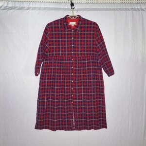 Kate & CO Midi Dress 3X Red Cotton Corduroy Plaid Modest Farmhouse Country